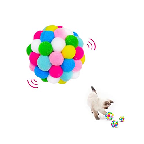 Farbenfroher Katzenspielball mit Glocke, weich, interaktiv, für Kätzchentraining, Indoor-Spiel (6 cm) von ACAREY
