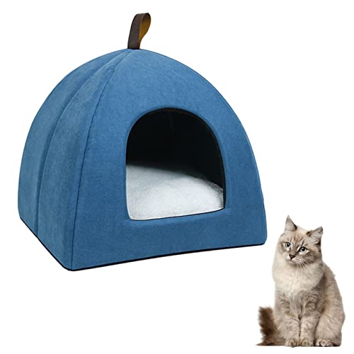 Katzenhöhle für Haustiere, Hundebett, Katzenbett, faltbar, weich, für Hunde, kleine Katzen, Blau (L) von ACAREY