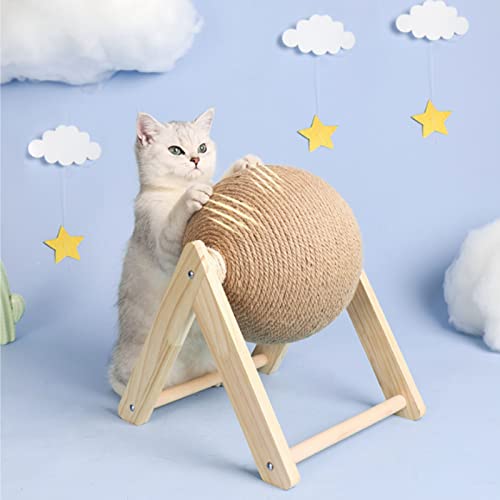 Katzenkratzer Sisalball mit Stativfuß, Katzenkratzball Naturbrett zum Schutz von Möbeln und Katzenpfoten (L) von ACAREY