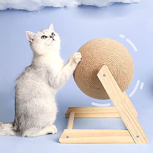Katzenkratzer Sisalball mit Stativfuß, Katzenkratzball Naturbrett zum Schutz von Möbeln und Katzenpfoten (S) von ACAREY