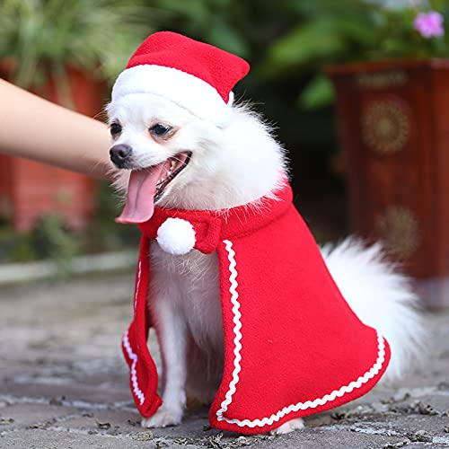 Weihnachtskostüm für Katzen und Hunde, Weihnachtsumhang für Hunde, Kleidung für Haustiere, Halloween, Kleidung für Hunde, Katzen, niedliches Kostüm für kleine Hunde, Katzen und Welpen von ACAREY