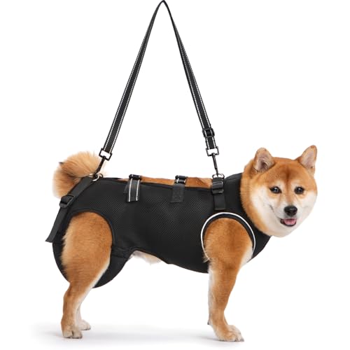 ACDOK Hundegeschirr, Ganzkörperunterstützung und Genesungsschlinge, Netzgewebe, verstellbare Gurte mit Griff, für ältere und Gelenkverletzungen, Arthritis, behinderte Hunde (Schwarz, XL) von ACDOK