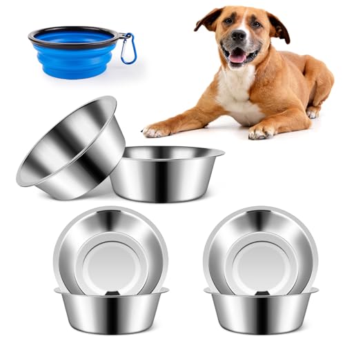 ACEONE 6 Stück Edelstahl-Hundenäpfe, Metall-Haustierfutter-Wassernäpfe für kleine, mittelgroße Hunde, 21,1 cm von ACEONE