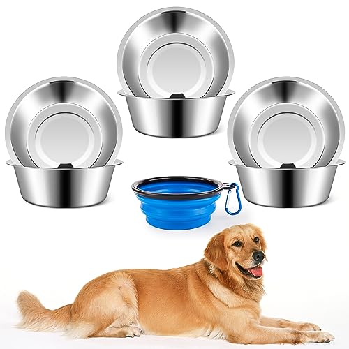 ACEONE 6 Stück Edelstahl-Hundenäpfe, Metall-Haustierfutter-Wassernäpfe für mittelgroße und große Hunde, 27,9 cm von ACEONE