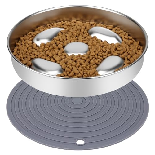 Antischlingnapf Hunde 304 Edelstahl, ACEONE Anti Schling Napf Hund mit Silikonmatte, Metal Slow Feeder Hundenapf, Schlingnapf Hunde Groß mit Napfunterlage Hund Antischlingnapf Hunde 304 Edelstahl, ACEONE Anti Schling Napf Hund mit Silikonmatte, Metal Slow Feeder Hundenapf, Schlingnapf Hunde Groß mit Napfunterlage Hund von ACEONE