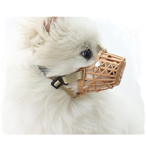 Klassischer Maulkorb für Hunde – Hund kann hecheln und trinken, atmungsaktiv, verstellbar, gepolstert, für kleine, mittelgroße und große Hunde, verhindert Beißen, Bellen und Kauen (Braun, Größe 4#M) von ACFELT