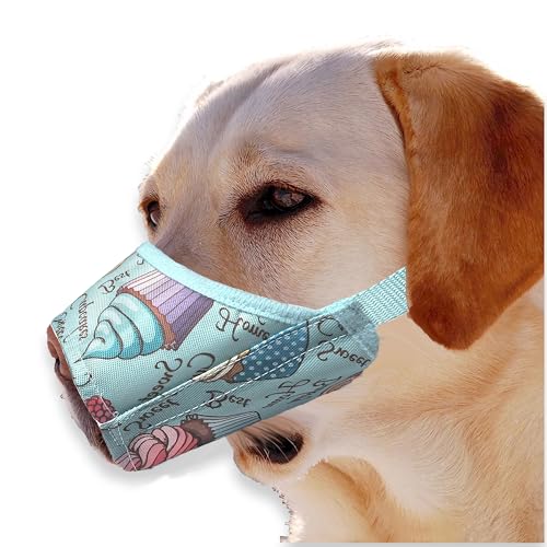 Maulkorb aus weichem Nylon, atmungsaktiv, verstellbare Schlaufe, Haustiermaulkorb für kleine bis große Hunde, Sicherheitsschutz (Hellblau, Größe 4 # M) von ACFELT