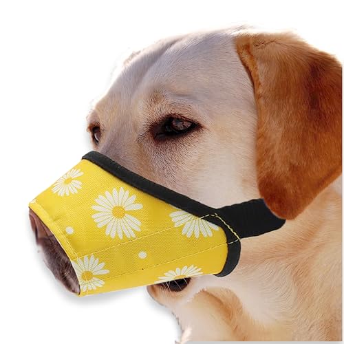 Maulkorb aus weichem Nylon, atmungsaktiv, verstellbare Schlaufe für kleine bis große Hunde, Sicherheitsschutz (3# S, Gelb) von ACFELT