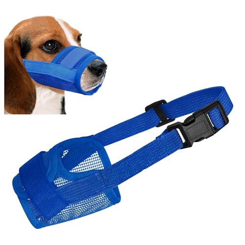 Maulkorb für Hunde, weiches Netzgewebe, atmungsaktiv, verstellbare Schlaufe, um Beißen, Bellen und Kauen zu verhindern, ideal für Training, Pflege und den täglichen Gebrauch (Blau, 3#L) von ACFELT