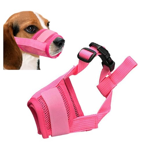 Maulkorb für Hunde, weiches Netzgewebe, atmungsaktiv, verstellbare Schlaufe, um Beißen, Bellen und Kauen zu verhindern, ideal für Training, Pflege und den täglichen Gebrauch (Rosa, 5#XXL) von ACFELT