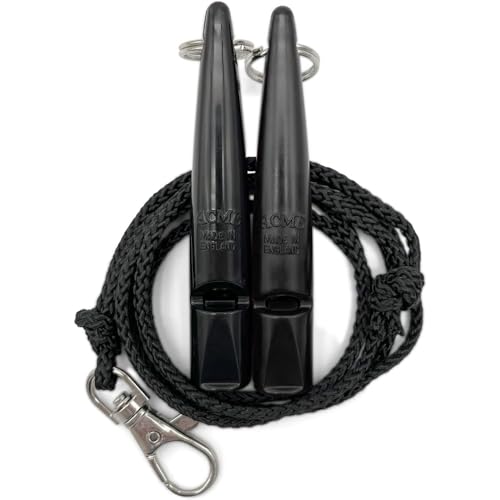 ACME Hundepfeife No. 211,5 mit Pfeifenband | Im Doppelpack | 2 Pfeifen inklusive 2 Bänder | Ideal für den Rückruf - Laut und weitreichend (Black + Black) von ACME