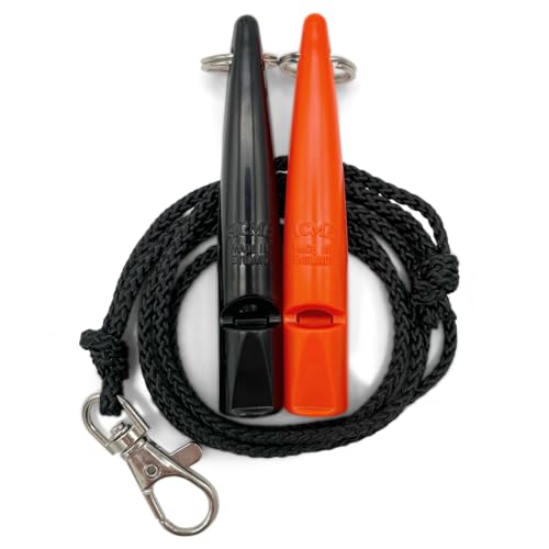 ACME Hundepfeife No. 211,5 mit Pfeifenband | Im Doppelpack | 2 Pfeifen inklusive 2 Bänder | Ideal für den Rückruf - Laut und weitreichend (Black + DG Orange) von ACME