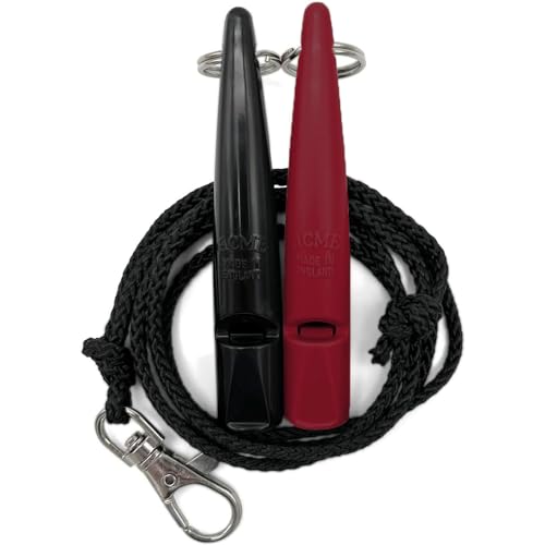 ACME Hundepfeife No. 211,5 mit Pfeifenband | Im Doppelpack | 2 Pfeifen inklusive 2 Bänder | Ideal für den Rückruf - Laut und weitreichend (Black + Fuchsia) von ACME