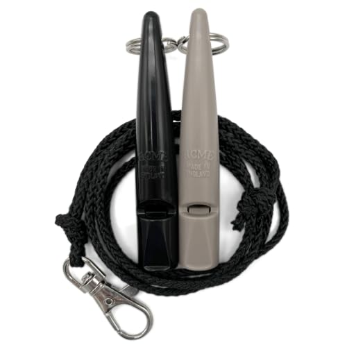 ACME Hundepfeife No. 211,5 mit Pfeifenband | Im Doppelpack | 2 Pfeifen inklusive 2 Bänder | Ideal für den Rückruf - Laut und weitreichend (Black + Mink) von ACME