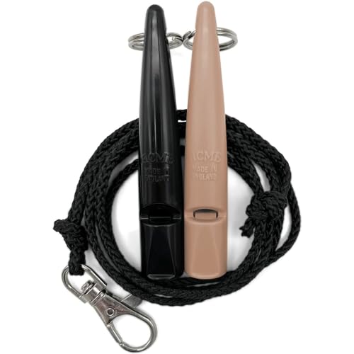 ACME Hundepfeife No. 211,5 mit Pfeifenband | Im Doppelpack | 2 Pfeifen inklusive 2 Bänder | Ideal für den Rückruf - Laut und weitreichend (Black + Nougat) von ACME