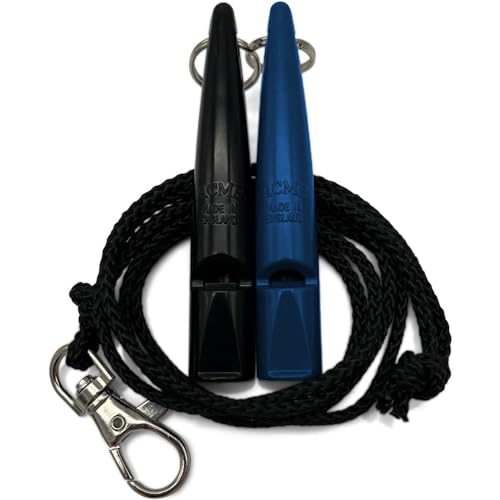 ACME Hundepfeife No. 211,5 mit Pfeifenband | Im Doppelpack | 2 Pfeifen inklusive 2 Bänder | Ideal für den Rückruf - Laut und weitreichend (Black + Snorkel Blue) von ACME