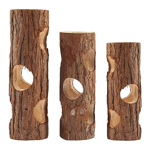 ACMEDE 3PCS Hamster Holztunnel Röhrentunnel, Hauskäfig-Zubehör mit Loch-Design Hamster Tube Kleines Haustier Spaß Tunne für Eichhörnchen, Mäuse, Chinchilla, Streifenhörnchen, Kleintiere von ACMEDE