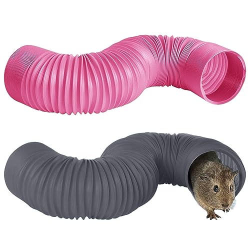 ACMEDE Einziehbarer Tunnel für Haustiere, Hamster Rohr Ausziehbarer Spieltunnel für kleine Tiere, einziehbarer Tunnel für Nerz, Meerschweinchen, Murmeltier, Igel, Chinchilla (Rosa+Grau) von ACMEDE
