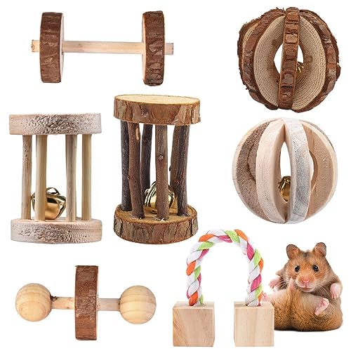 ACMEDE Hamster Kauspielzeug, 7 Stück Kleintiere Naturholz Kaninchenspielzeug Hamster Kauspielzeug Übung Glockenrolle Zahnpflege Backenzahnspielzeug für Chinchilla Hamster Hasen Meerschweinchen ACMEDE Hamster Kauspielzeug, 7 Stück Kleintiere Naturholz Kaninchenspielzeug Hamster Kauspielzeug Übung Glockenrolle Zahnpflege Backenzahnspielzeug für Chinchilla Hamster Hasen Meerschweinchen von ACMEDE