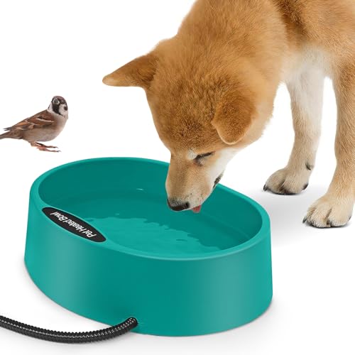 ACNMGDF 3.7L erhitzte Wasserschüssel für Katzen und Hunde im Freien, die Thermal Haustiertrinkerschüssel für Hühner Kaninchen Birds Bad und andere kleine Viehstock Grün von ACNMGDF