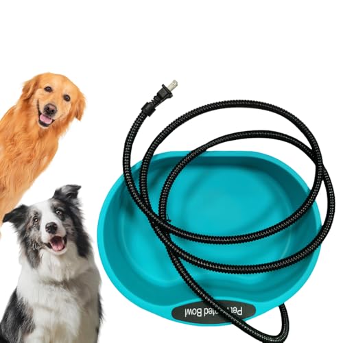 ACNMGDF beheizte Haustierschüssel für Katzen im Freien, 3,7 l Wärme Wassertrog für Hunde Katzen Hühner Kaninchen Vögel Vieh, eisfreies Trinken im Winter, energieeffizient Grün von ACNMGDF