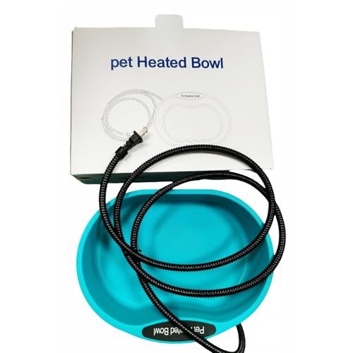 ACNMGDF erhitzte Haustierwasserschale 3.7L für Hunde und Katzen im Freien, Anti Kau Kabel und thermostatische Kontrolle, große beheizte Schüssel hält Wasser warm für Chicke Grün von ACNMGDF