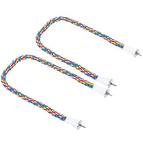 Hell Gefärbte Spiralvogelseilstangen Papageienkauspielzeug mit Verstellbaren Formen 60 cm Baumwollschwankungen für den Vogelkäfigständer Robust (80 cm) von ACOGEDO