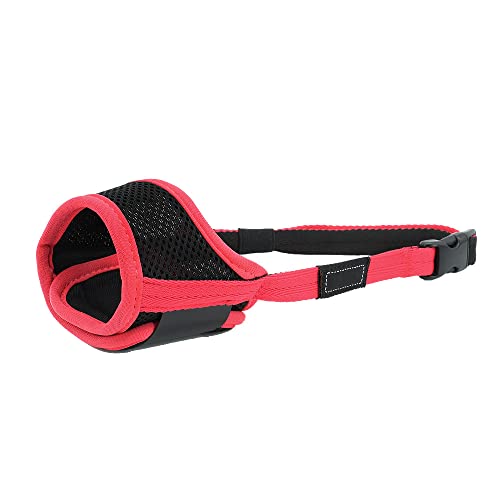 Atmungsaktiver Mesh Maulkorb Für Hunde Verstellbar Gegen Bellen Hundemundmaske Abdeckung Stop Chew Pflege Hundemaulkörbe Training,Rot,2XL von ACSUZ