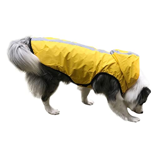 Haustierhund Regenmantel wasserdichte Große Hunde Kleidung Outdoor Mantel Regenjacke Reflektierend Golden Retriever Labrador Husky Big Poncho,Gelb,XL von ACSUZ