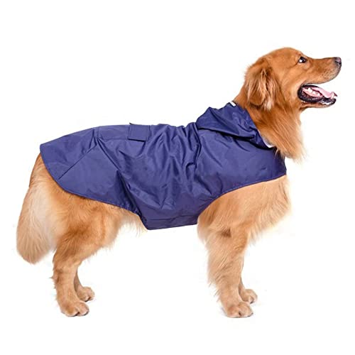 Hund Regenmantel Reflektierende wasserdichte Hundekleidung Für Kleine Große Hunde Regenmantel Golden Pet Poncho,Blau,4XL von ACSUZ