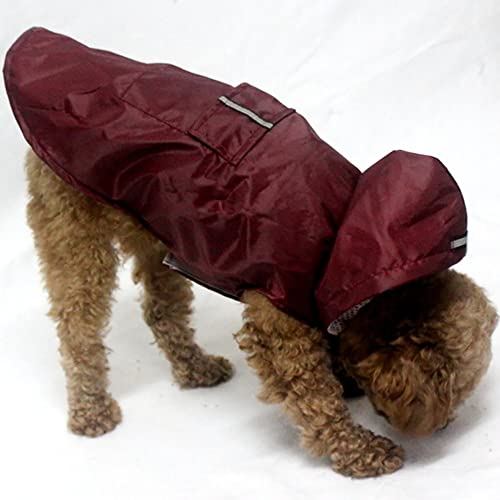 Hund Regenmantel Reflektierende wasserdichte Hundekleidung Für Kleine Große Hunde Regenmantel Golden Pet Poncho,Rot,XL von ACSUZ