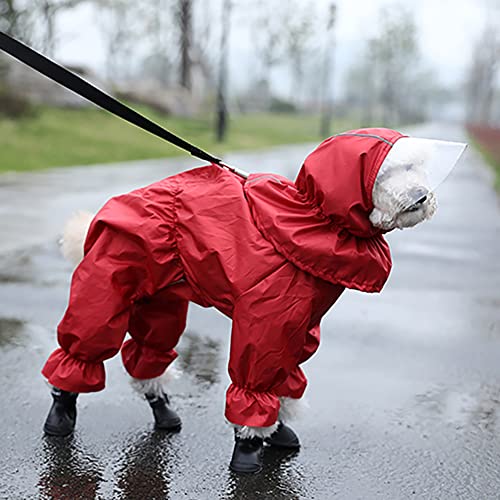 Hunde Regenmantel Outdoor Welpen-Regenmantel Xs-2xl Wasserdichter Regenmantel Für Hunde Haustier-Overall Heimtierbedarf,Rot,2XL von ACSUZ