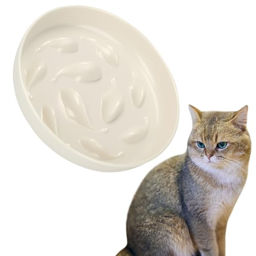 ACTOYS Anti Schling Napf Katze, Antischlingnapf Katze, Schlingnapf Katze, Katzennapf, Futternapf Katze, Antischlingnapf Hunde, Katzennapf Flach (Weiße Delphine) von ACTOYS