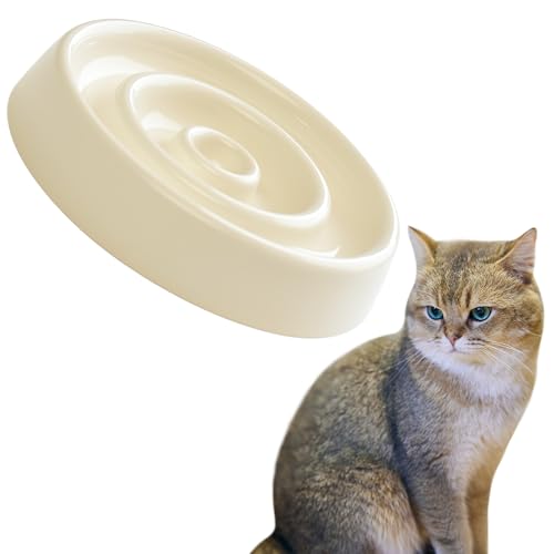 ACTOYS Anti Schling Napf Katze, Antischlingnapf Katze, Schlingnapf Katze, Katzennapf, Futternapf Katze, Antischlingnapf Hunde, Katzennapf Flach (Weißer Kreis) von ACTOYS