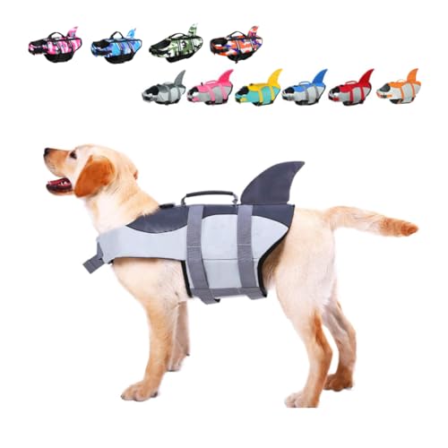 Rettungswesten für Hunde Schwimmweste Hunde Hai, Leicht und Sicher für Wassersport, hundeschwimmweste mit Griff und Reflektierend für Kleine Mittlere und Große Hunde Grau XL Rettungswesten für Hunde Schwimmweste Hunde Hai, Leicht und Sicher für Wassersport, hundeschwimmweste mit Griff und Reflektierend für Kleine Mittlere und Große Hunde Grau XL von ACURYX