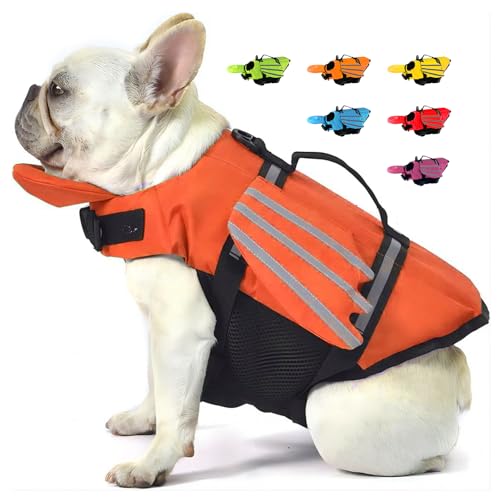 Rettungswesten für Hunde mit Flügel, Schwimmweste Hunde mit Kinnschwimmer, Leicht und Sicher für Wassersport hundeschwimmweste mit Griff und Reflektierend für Kleine Mittlere und Große Hunde Orange S Rettungswesten für Hunde mit Flügel, Schwimmweste Hunde mit Kinnschwimmer, Leicht und Sicher für Wassersport hundeschwimmweste mit Griff und Reflektierend für Kleine Mittlere und Große Hunde Orange S von ACURYX