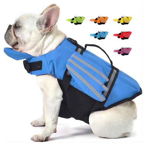 Rettungswesten für Hunde mit Flügel, Schwimmweste Hunde mit Kinnschwimmer, Leicht und Sicher für Wassersport hundeschwimmweste mit Griff und Reflektierend für Kleine Mittlere und Große Hunde Blau XS Rettungswesten für Hunde mit Flügel, Schwimmweste Hunde mit Kinnschwimmer, Leicht und Sicher für Wassersport hundeschwimmweste mit Griff und Reflektierend für Kleine Mittlere und Große Hunde Blau XS von ACURYX