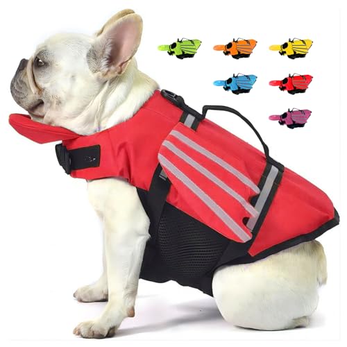 Rettungswesten für Hunde mit Flügel, Schwimmweste Hunde mit Kinnschwimmer, Leicht und Sicher für Wassersport hundeschwimmweste mit Griff und Reflektierend für Kleine Mittlere und Große Hunde Rot XL Rettungswesten für Hunde mit Flügel, Schwimmweste Hunde mit Kinnschwimmer, Leicht und Sicher für Wassersport hundeschwimmweste mit Griff und Reflektierend für Kleine Mittlere und Große Hunde Rot XL von ACURYX