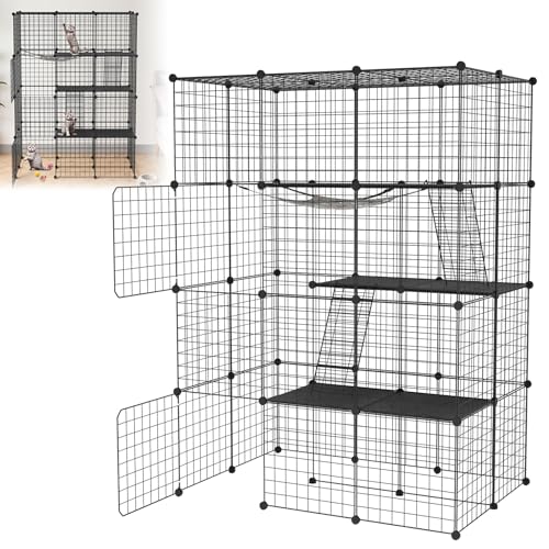 ACXIN 4 Ebenen Großer Katzenkäfig mit DIY Stecksystem, Katzengehege mit Abnehmbare Hängematte, 2 Leitern & 2 Türen, Katzenauslauf für Haus & Garten, Tierkäfige Freigehege für Katzen & Kleintiere ACXIN 4 Ebenen Großer Katzenkäfig mit DIY Stecksystem, Katzengehege mit Abnehmbare Hängematte, 2 Leitern & 2 Türen, Katzenauslauf für Haus & Garten, Tierkäfige Freigehege für Katzen & Kleintiere von ACXIN