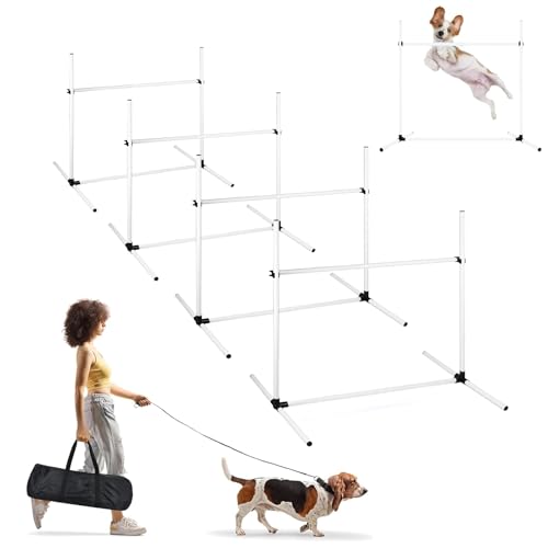 ACXIN Agility Set Hürdenset Hundetraining Zubehör mit 4 Stück Hürden, Slalom Stangen Agility-Ausrüstung für Hunde - Einfach zu transportieren, Höhenverstellbar Inklusive Tasche, 104x70x101cm, Weiß ACXIN Agility Set Hürdenset Hundetraining Zubehör mit 4 Stück Hürden, Slalom Stangen Agility-Ausrüstung für Hunde - Einfach zu transportieren, Höhenverstellbar Inklusive Tasche, 104x70x101cm, Weiß von ACXIN