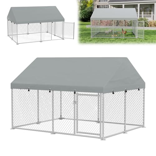 ACXIN Hühnerstall 250x200x165cm Freilaufgehege mit Dach Hühnerstall Tür mit Schloss Hühnerhaus Verzinkter Stahlrahmen UV- & Wasserdicht Hühnerkäfig Geflügelstall Vogelkäfig für Kleintiere von ACXIN