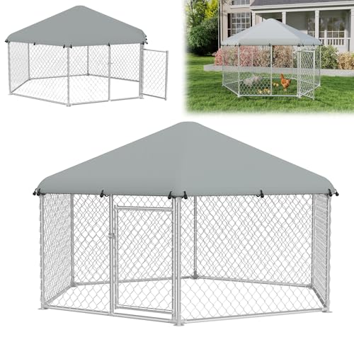 ACXIN Hühnerstall 280x250x165cm Freilaufgehege mit Dach Hühnerstall Tür mit Schloss Hühnerhaus Verzinkter Stahlrahmen UV- & Wasserdicht Hühnerkäfig Geflügelstall Vogelkäfig für Kleintiere von ACXIN