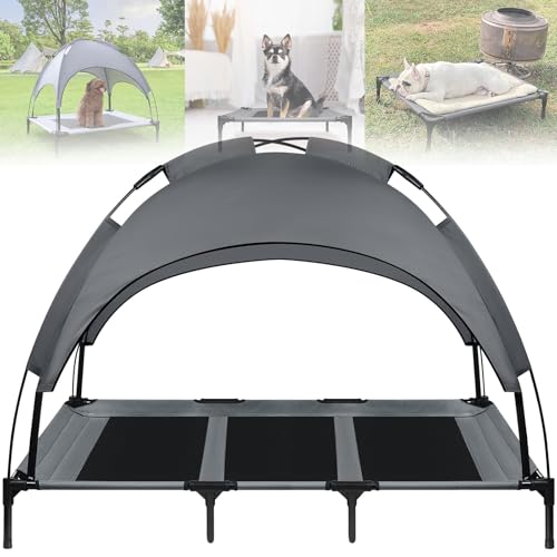 ACXIN Hundebett mit Baldachin, Outdoor Haustierbett, Hundesofa mit Erhöhtem Rahmen, Atmungsaktiv, Taftstoff, bis 60 kg (XL, 122x92x102 cm) von ACXIN