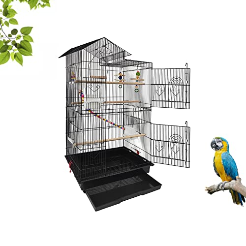 ACXIN Vogelkäfig Groß mit Vogelspielzeuge Käfigspielzeug Vogelkäfig Wellensittich Käfig Rattenkäfig Papageienkäfig mit Holzstangen 46 x 35,5 x 99cm von ACXIN
