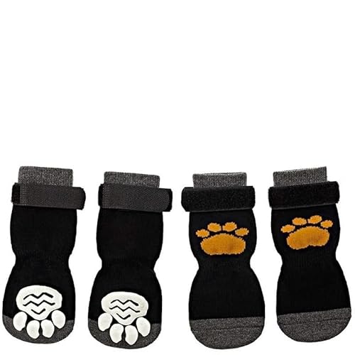 4 Stück rutschfeste Hundesocken, Verstellbarer Rutschfester Pfotenschutz for Haustiere mit Pfotenmuster for Welpen, Hunde, drinnen, zur Kontrolle des Tragens auf dem Boden (Color : 4PCS Yellow, Size 4 Stück rutschfeste Hundesocken, Verstellbarer Rutschfester Pfotenschutz for Haustiere mit Pfotenmuster for Welpen, Hunde, drinnen, zur Kontrolle des Tragens auf dem Boden (Color : 4PCS Yellow, Size von AD-BCrbgen