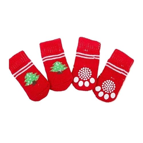 4 Stücke Warme Anti-Rutsch-Haustier Hundesocken Kleine Katzenhunde Stricksocken Chihuahua Dicke Pfotenschutz Hundesocken Booties Zubehör (Color : B, Size : M) von AD-BCrbgen