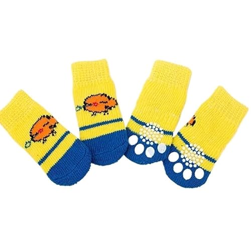 4 Stücke Warme Anti-Rutsch-Haustier Hundesocken Kleine Katzenhunde Stricksocken Chihuahua Dicke Pfotenschutz Hundesocken Booties Zubehör (Color : D10, Size : M) von AD-BCrbgen