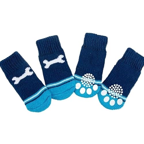 4 Stücke Warme Anti-Rutsch-Haustier Hundesocken Kleine Katzenhunde Stricksocken Chihuahua Dicke Pfotenschutz Hundesocken Booties Zubehör (Color : D6, Size : M) von AD-BCrbgen