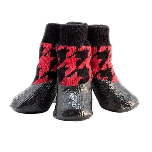 4 Teile/Satz Im Freien wasserdichte rutschfeste Anti-Fleck Hund Katze Socken Booties Schuhe Mit Gummi Sohle Haustier Pfotenschutz for kleine Große Hund (Color : Red, Size : 06) von AD-BCrbgen