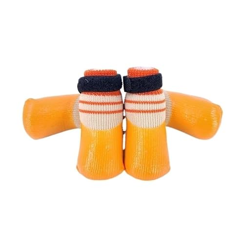 4 Teile/Satz wasserdichte Haustier Hund Schuhe Nette Stricken Warme Socken for Kleine Mittelgroße Hunde Nicht-Slip Gummi Katzen Hunde Regen Schnee Stiefel Socken (Color : A1, Size : S) von AD-BCrbgen